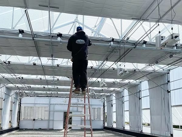 Light Deprivation Greenhouse Gutter Connected Multispan blackout systems for medical plants-369